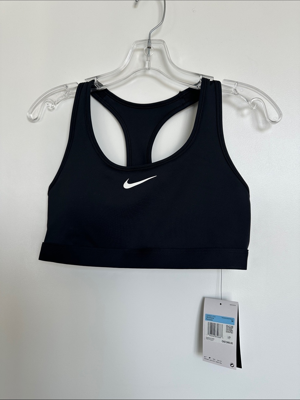 Nike Black Racerback Dri-FIT Sports Bra with White Swoosh